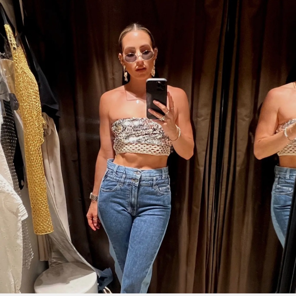 Zara sequin and rhinestone tube top